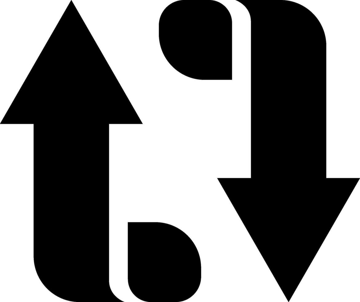Two black arrows pointing in opposite directions illustrate the concept of data exchange and two way communication, representing the flow of information in digital networks vector