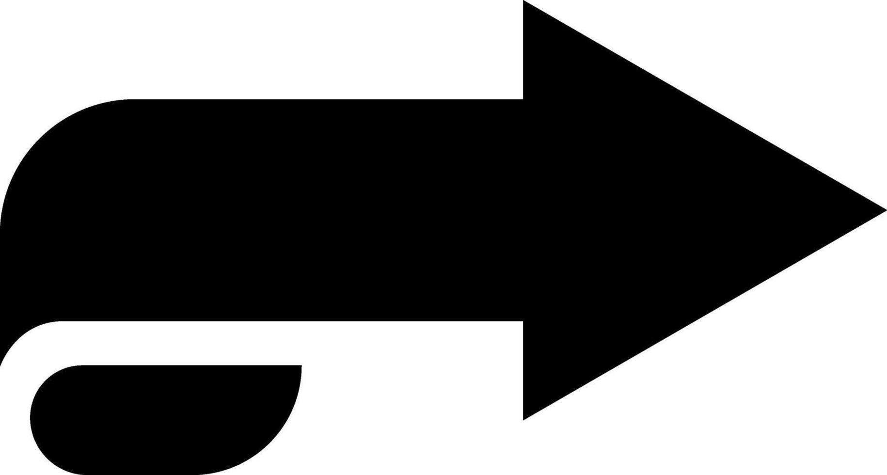 Black arrow pointing right, featuring a flag effect and rounded corners, effectively symbolizing direction, movement, and progress in various design contexts vector