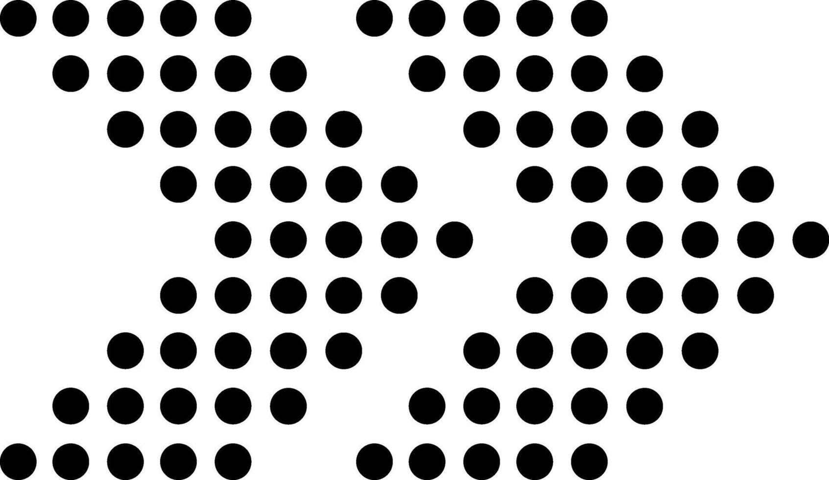 Black dots of increasing size forming arrows pointing in different directions on a white background create a dynamic and abstract visual pattern vector