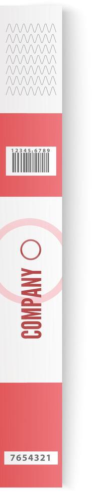 Modern product packaging design featuring a red and white color scheme with a barcode, company logo, and identifying information, emphasizing professionalism and brand identity vector