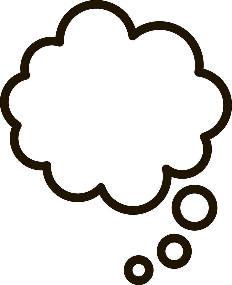 Empty thought bubble with a thick black outline and three small circles representing the thinking process, conveying brainstorming, creativity, and communication vector