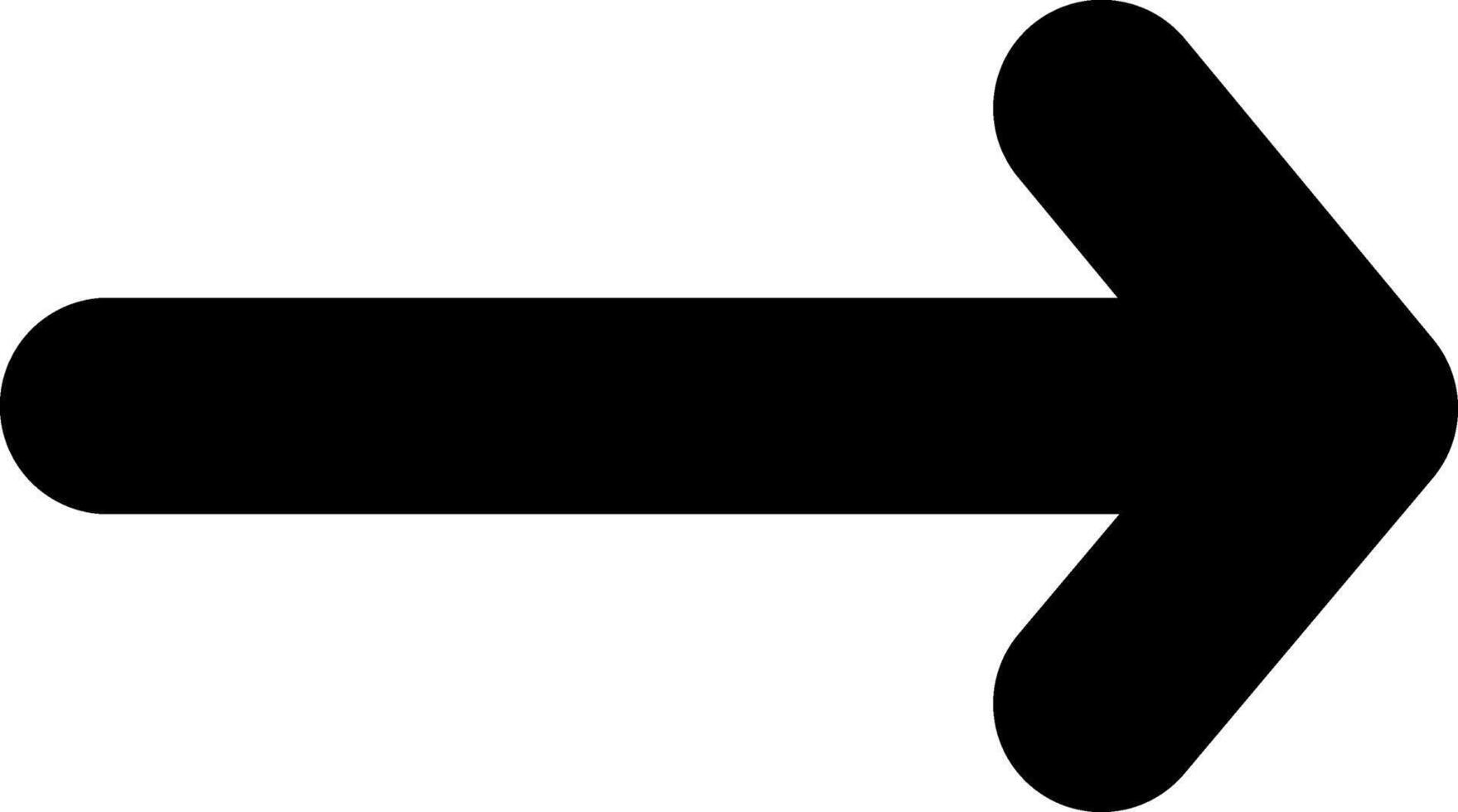 Simple black arrow pointing to the right with rounded corners is set against a clean white background, creating a minimalist design suitable for various directional applications vector