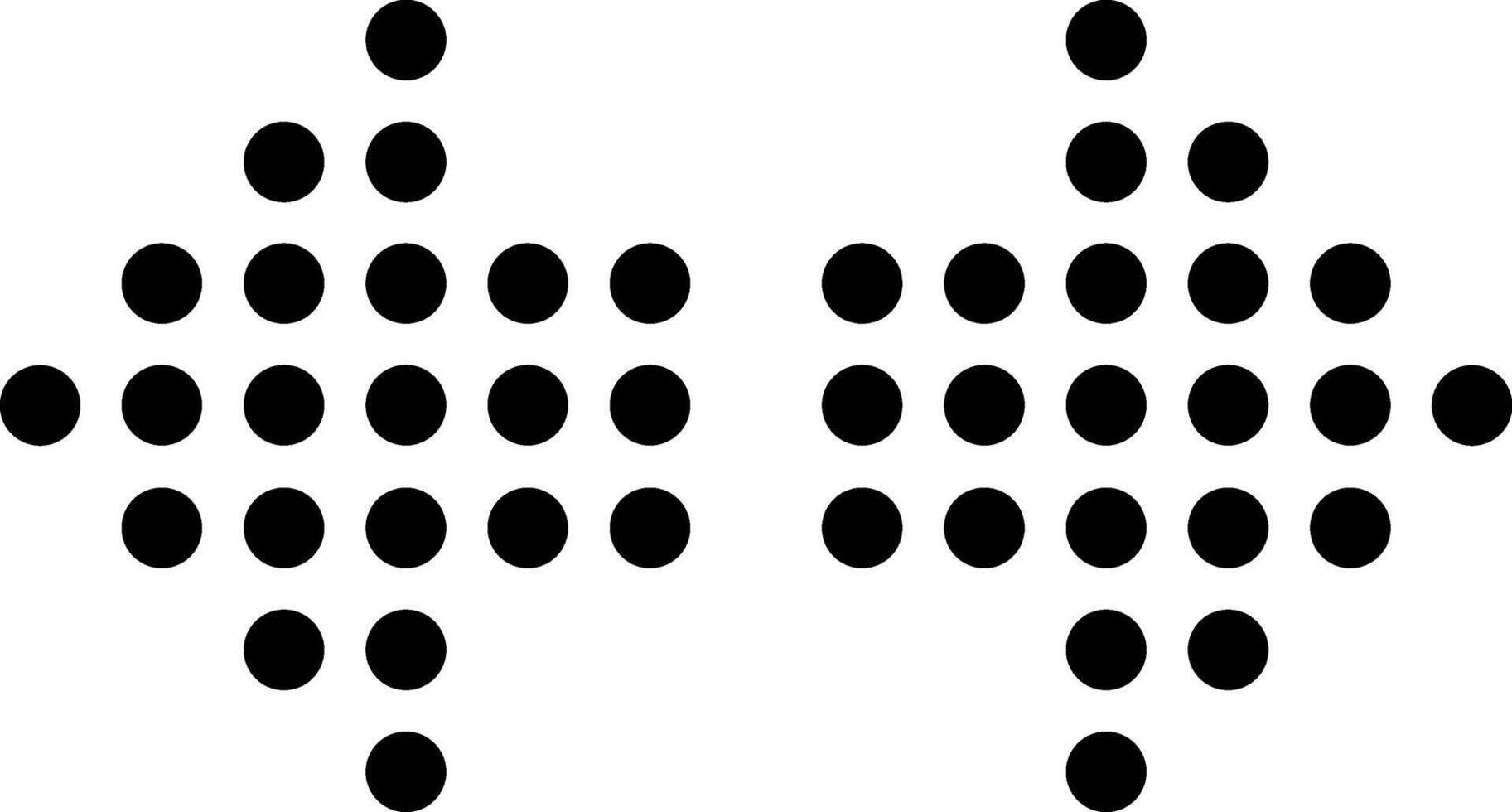 Two black diamond shapes are created using a pattern of circles, evoking a sense of symmetry and modern design on a clean white background, suitable for various design projects vector
