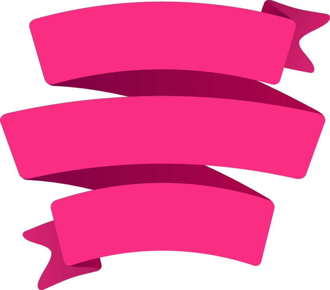 Three vibrant pink ribbons gracefully waving, creating a lively and festive atmosphere ideal for celebrations, announcements, and special occasions filled with joy and elegance vector