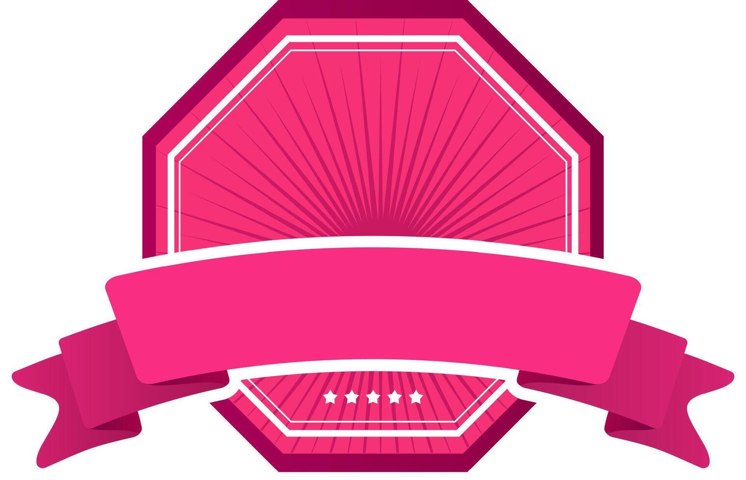 Radiating confidence and quality, a pink octagonal label featuring a ribbon and five stars captures attention, making it ideal for branding and promotional materials vector