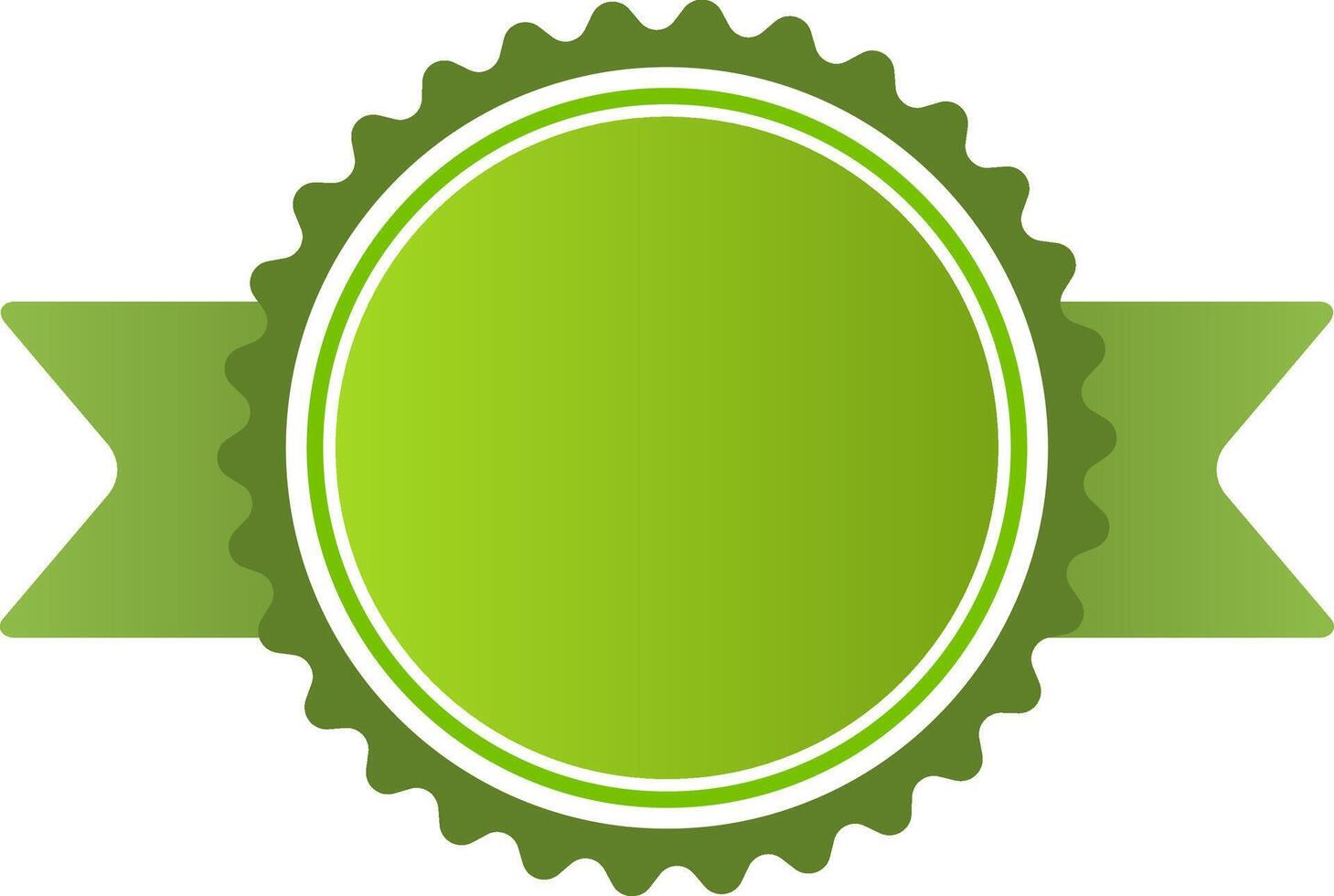Round green blank sticker or badge featuring scalloped edges and a ribbon banner, showcasing a simple yet elegant design ideal for various marketing and promotional needs vector