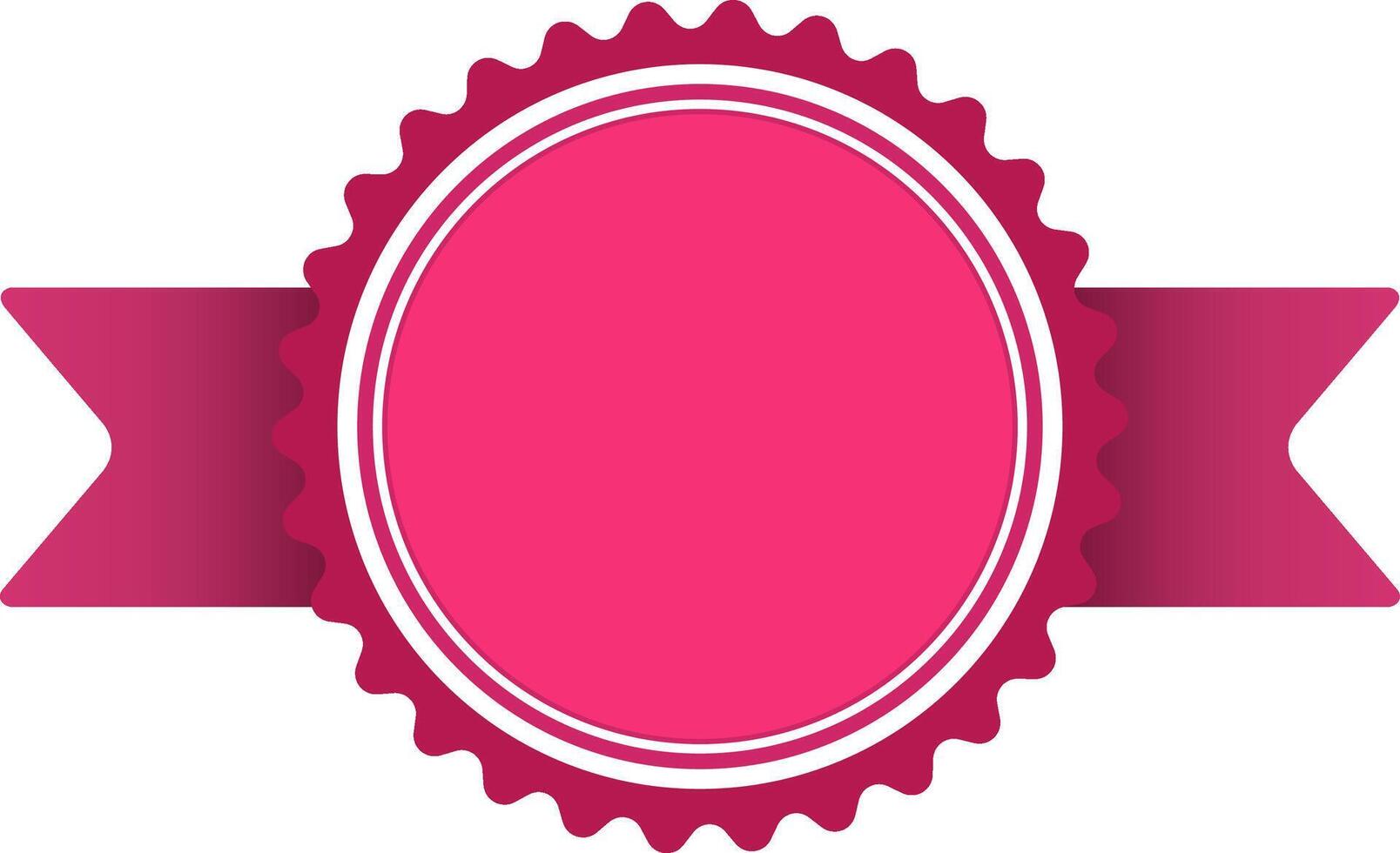 Pink round award ribbon with copy space representing achievement, success, ranking, first place, winner, guarantee and quality, isolated on white background vector