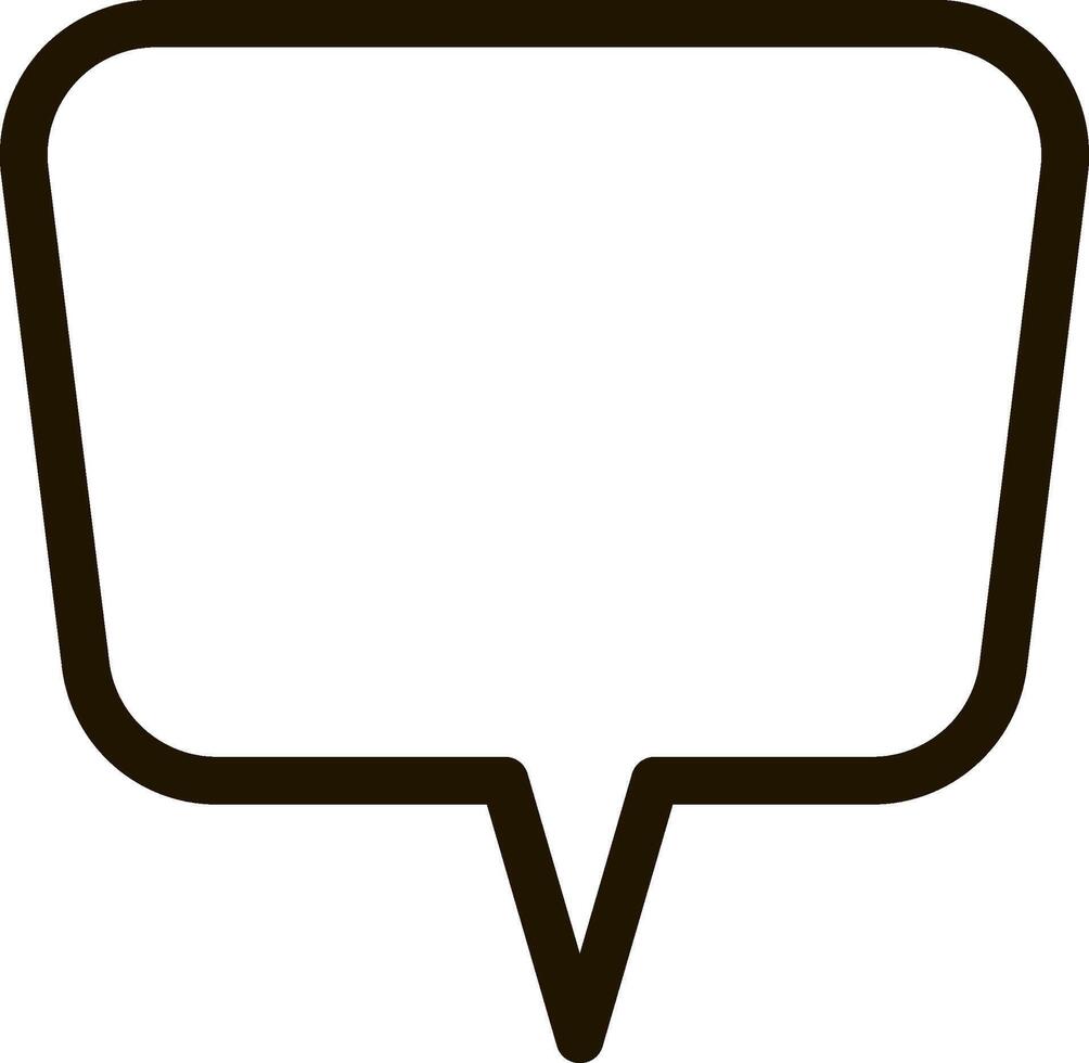 Simple and minimalist illustration of a blank speech bubble, featuring rounded edges and a downward pointing tip, ideal for conveying messages, quotes, or dialogue vector