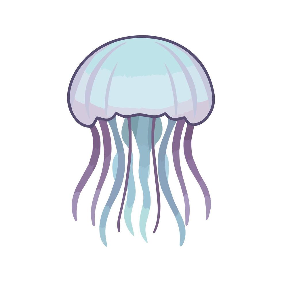 Stylized flat illustration of a jellyfish with soft blue and purple tones, minimalistic design, modern aesthetic, clean background vector