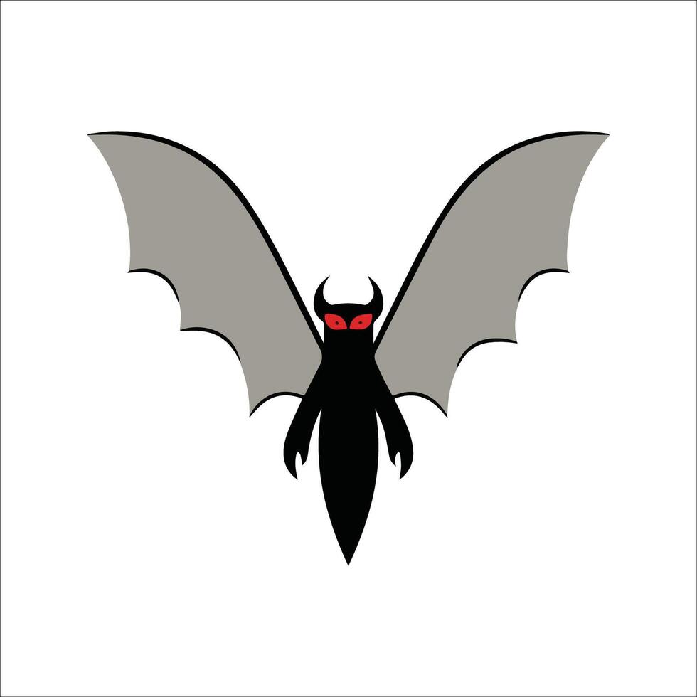 Mothman Flat Illustration, Stylized Cartoon, Large Wings, Red Eyes, Minimal Design, Modern Aesthetic vector