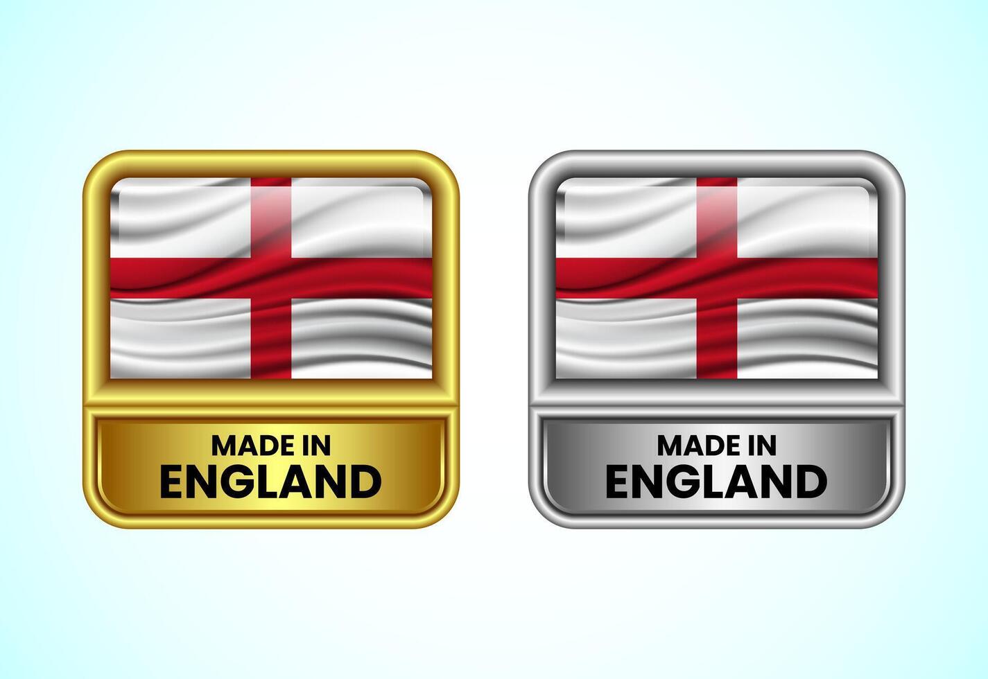 Made in England label icon in gold and silver color. Flag icon set for business vector