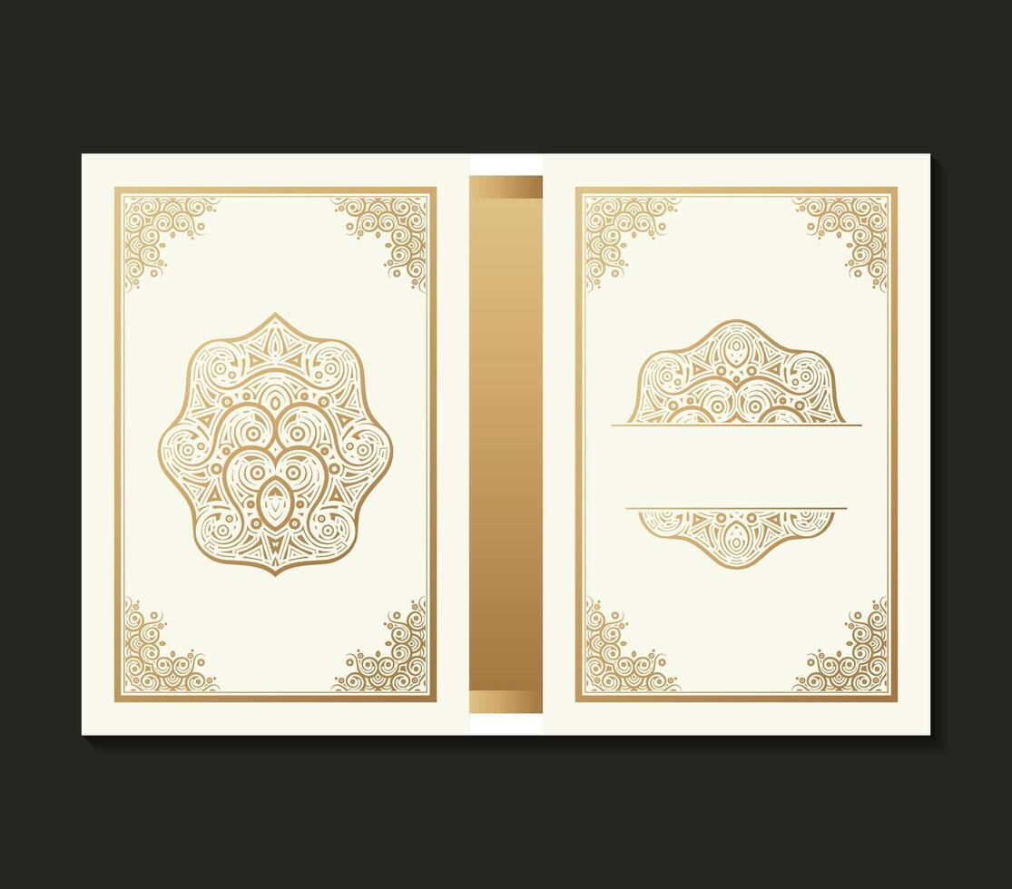 Ornamental book cover design template vector