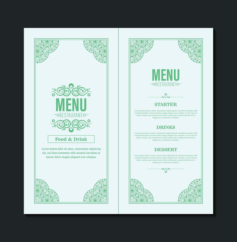 Menu Layout with ornamental Elements. vector