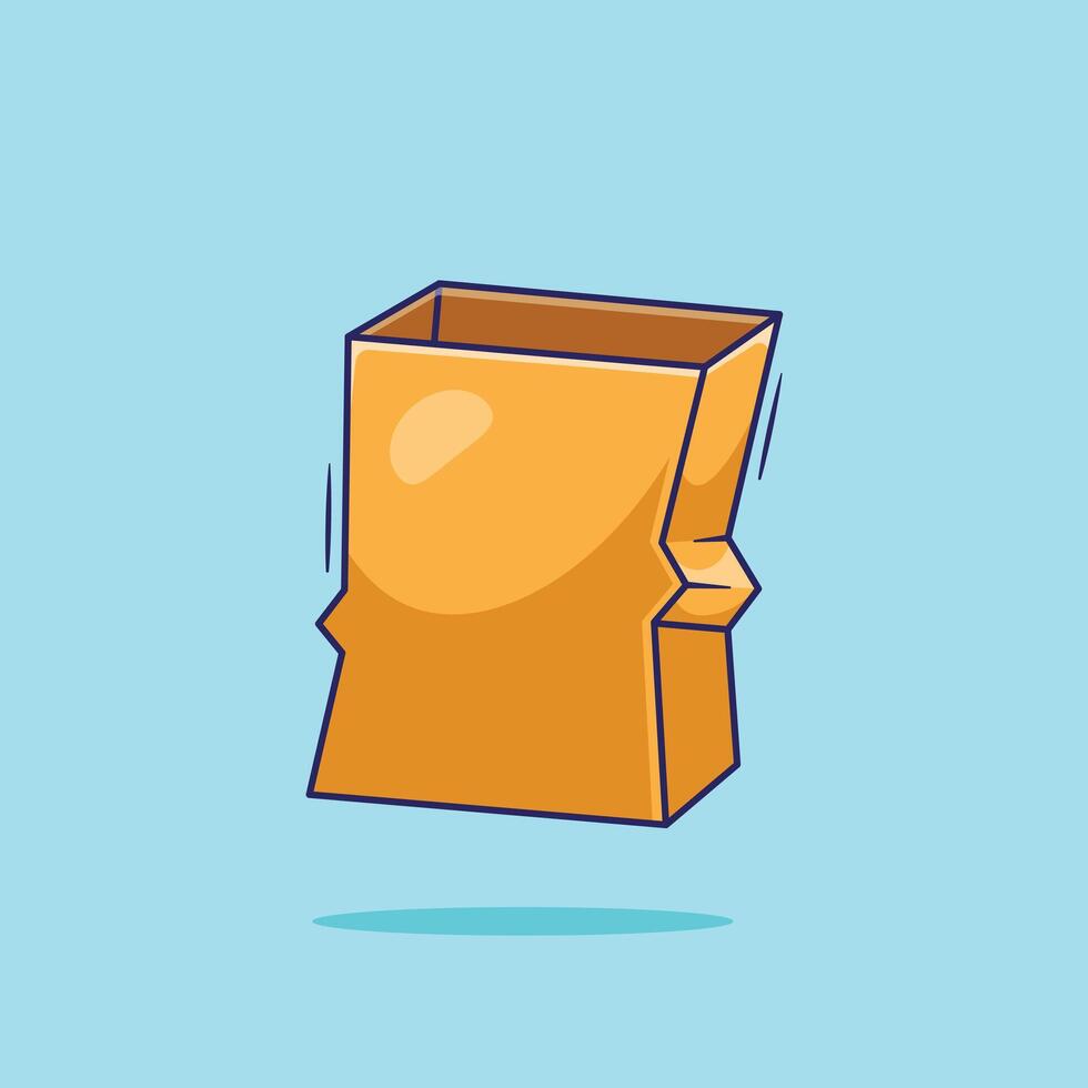 Flat cartoon brown paper shopping bag icon mascot symbol illustration. Shopping bag symbol for web and online or offline store vector