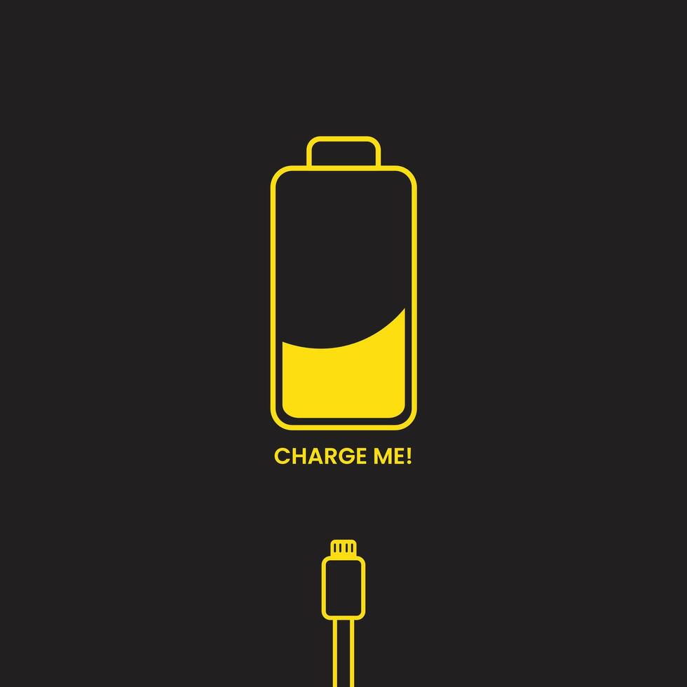 Yellow battery indicator interface power source illustration vector