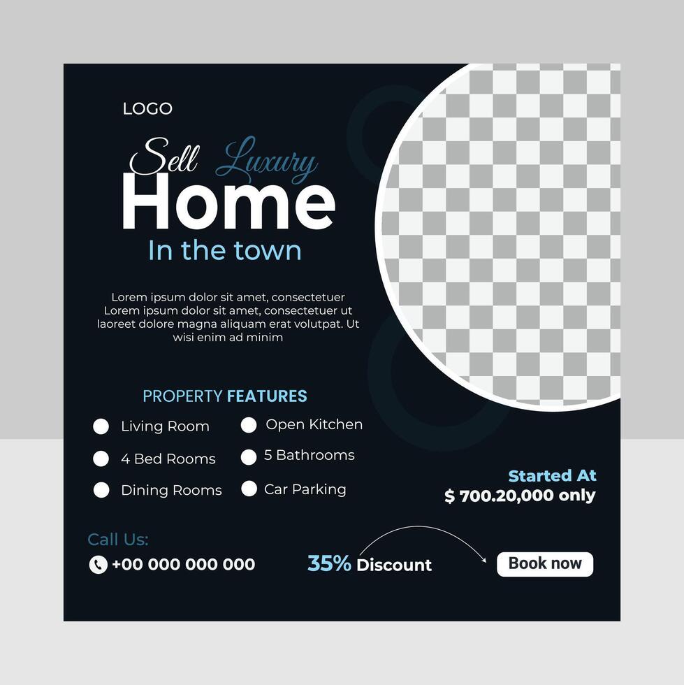 Elegant real estate social media post design template vector
