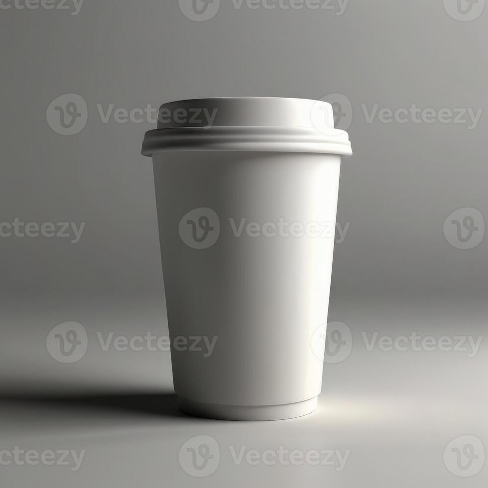 A single blank white disposable coffee cup photo