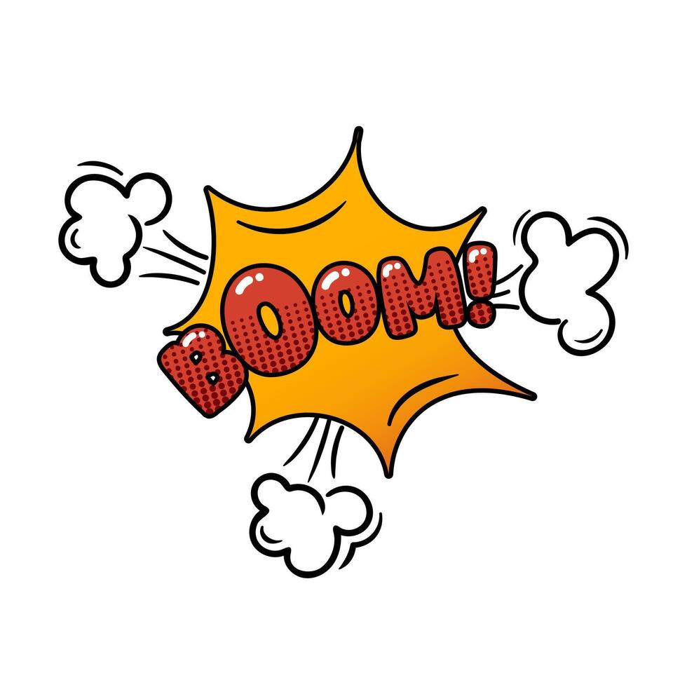 Boom speech balloon. Retro comic book style with halftone shadows. illustration, vintage design, pop art style. capturing a lively and expressive aesthetic. vector