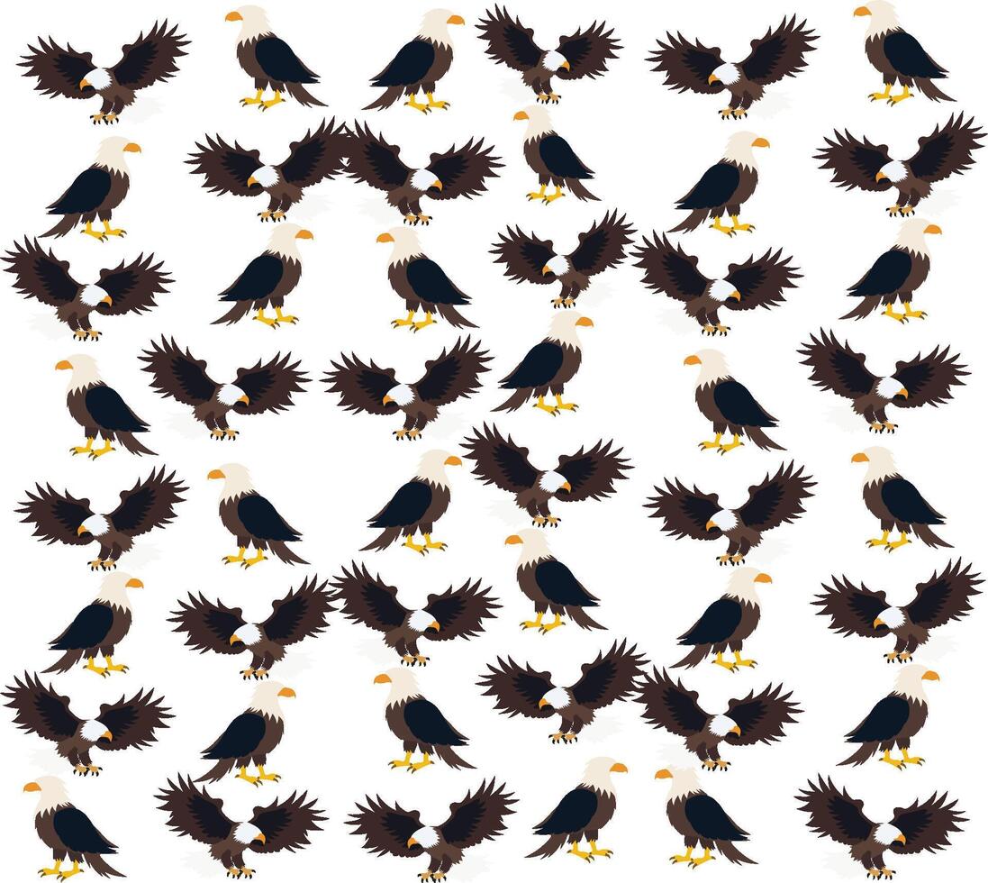 A pattern of bald eagles on a white background vector