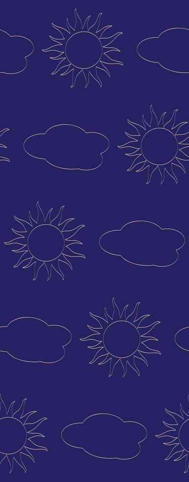 Minimalist seamless pattern with sun and cloud motifs. Simple strokes line art style. For contemporary textile applications like bedding and curtains, modern spaces, gift bag, wrapping paper. vector