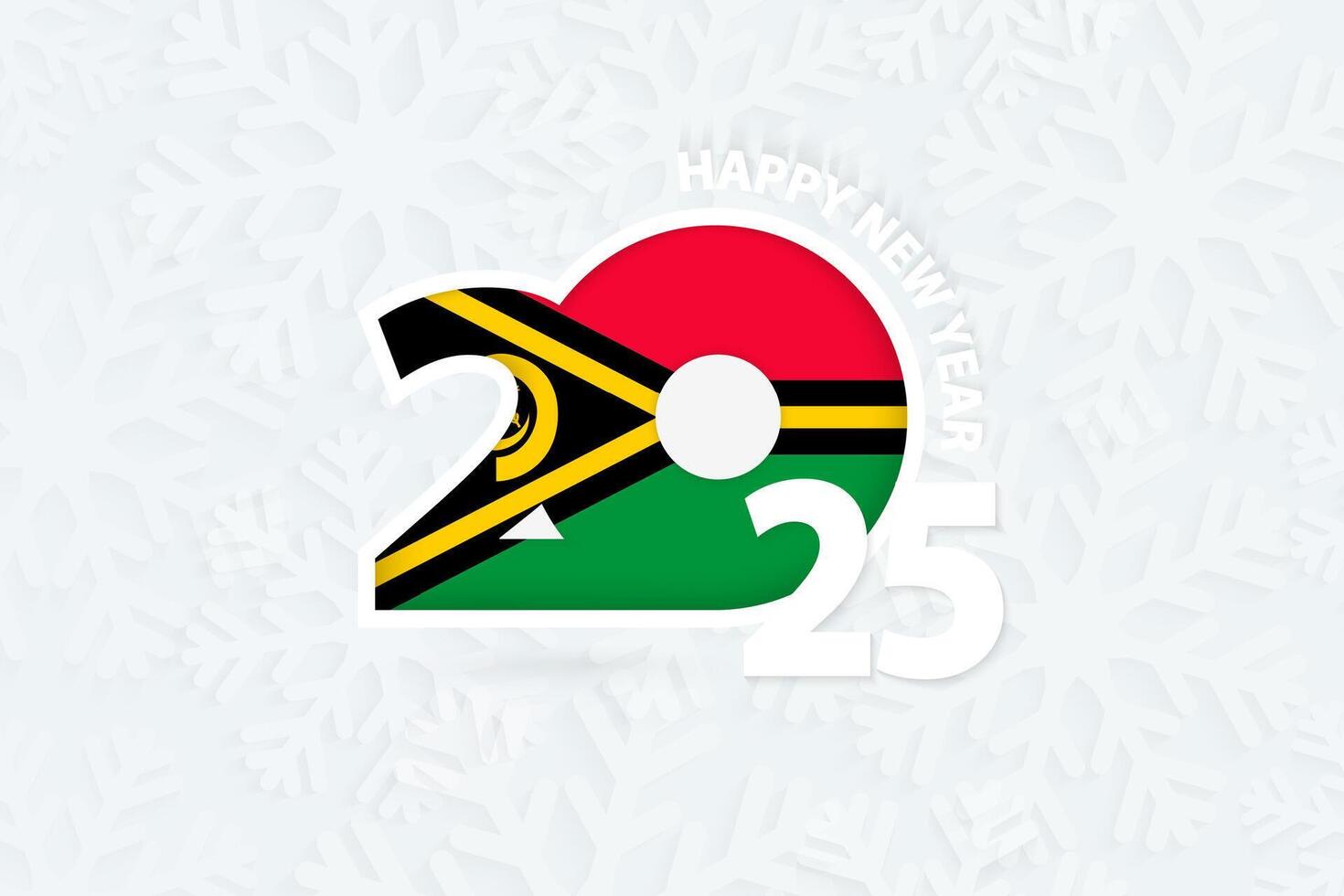 New Year 2025 for Vanuatu on snowflake background. vector