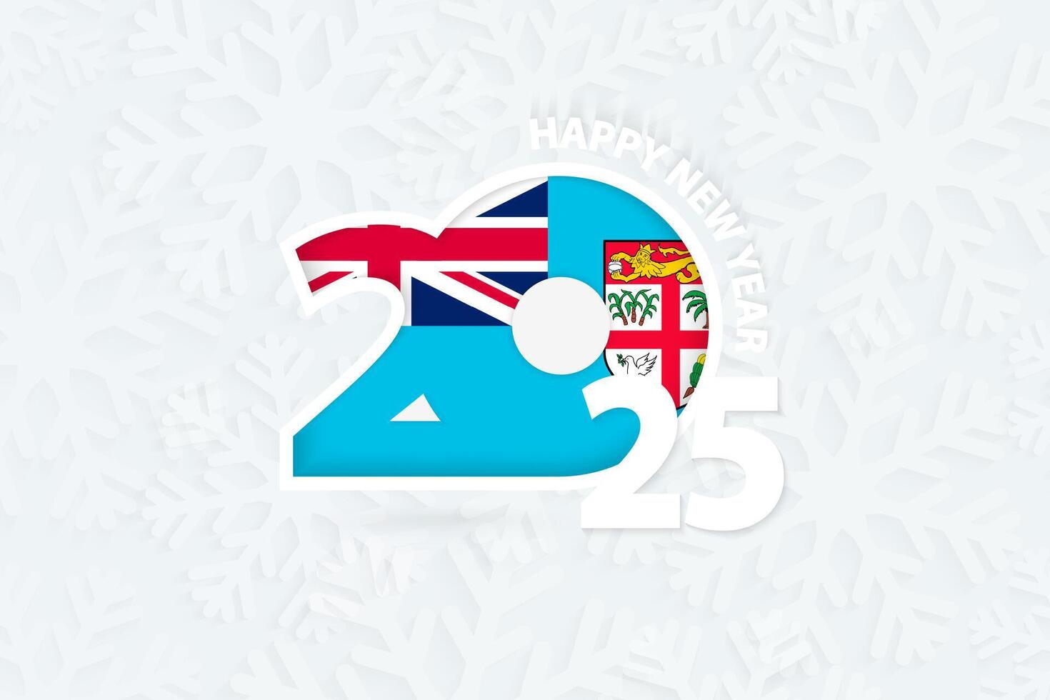 New Year 2025 for Fiji on snowflake background. vector