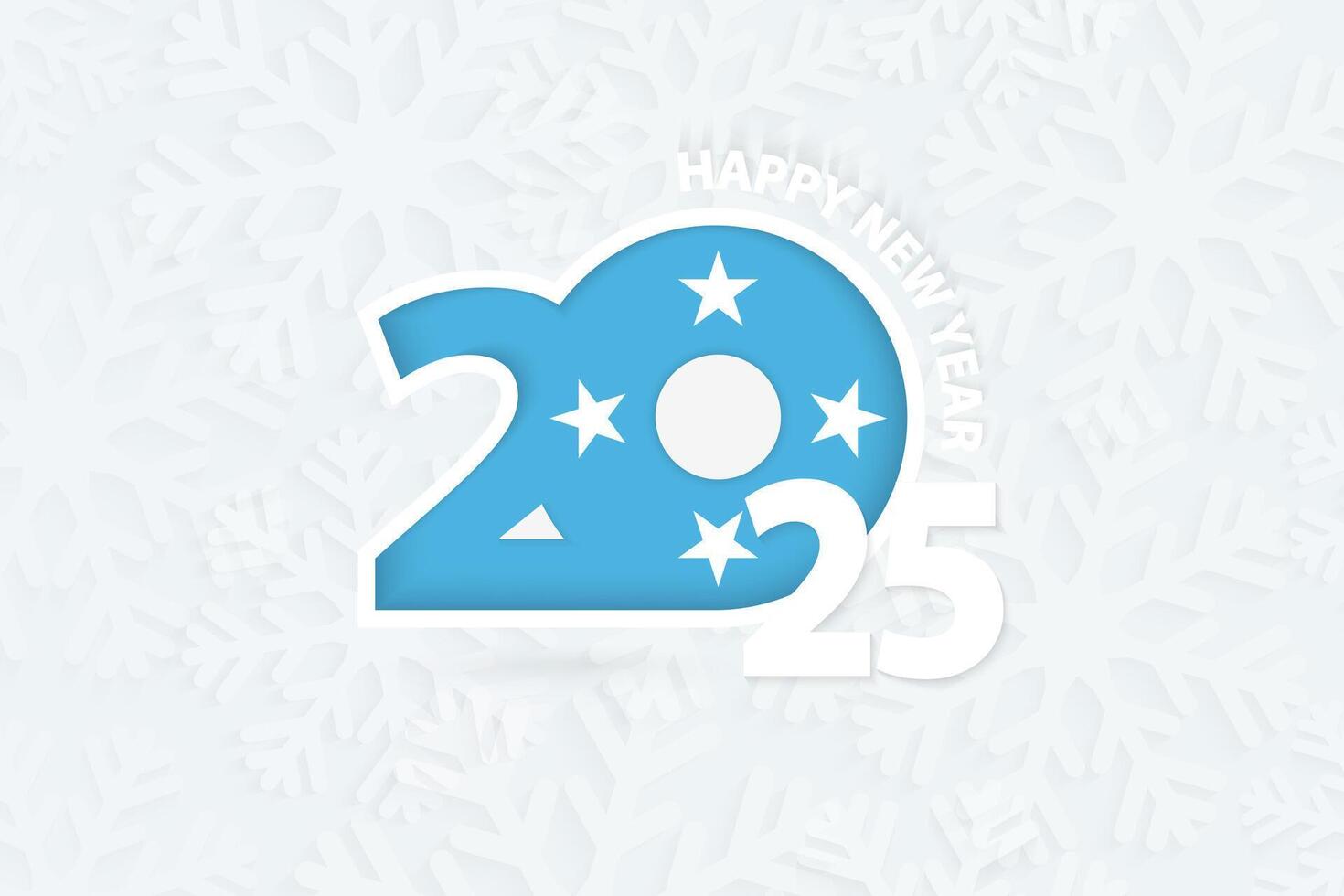 New Year 2025 for Micronesia on snowflake background. vector