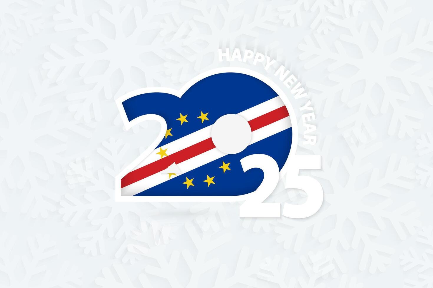 New Year 2025 for Cape Verde on snowflake background. vector