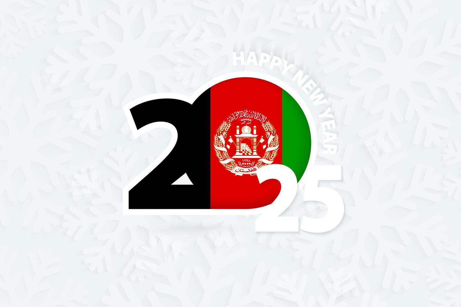 New Year 2025 for Afghanistan on snowflake background. vector