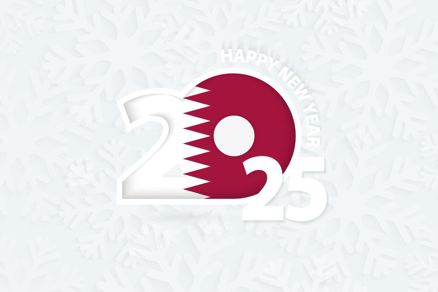 New Year 2025 for Qatar on snowflake background. vector