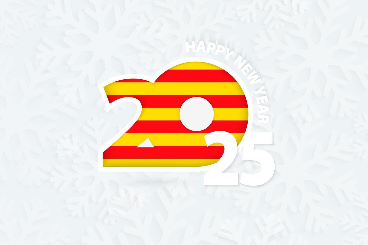 New Year 2025 for Catalonia on snowflake background. vector
