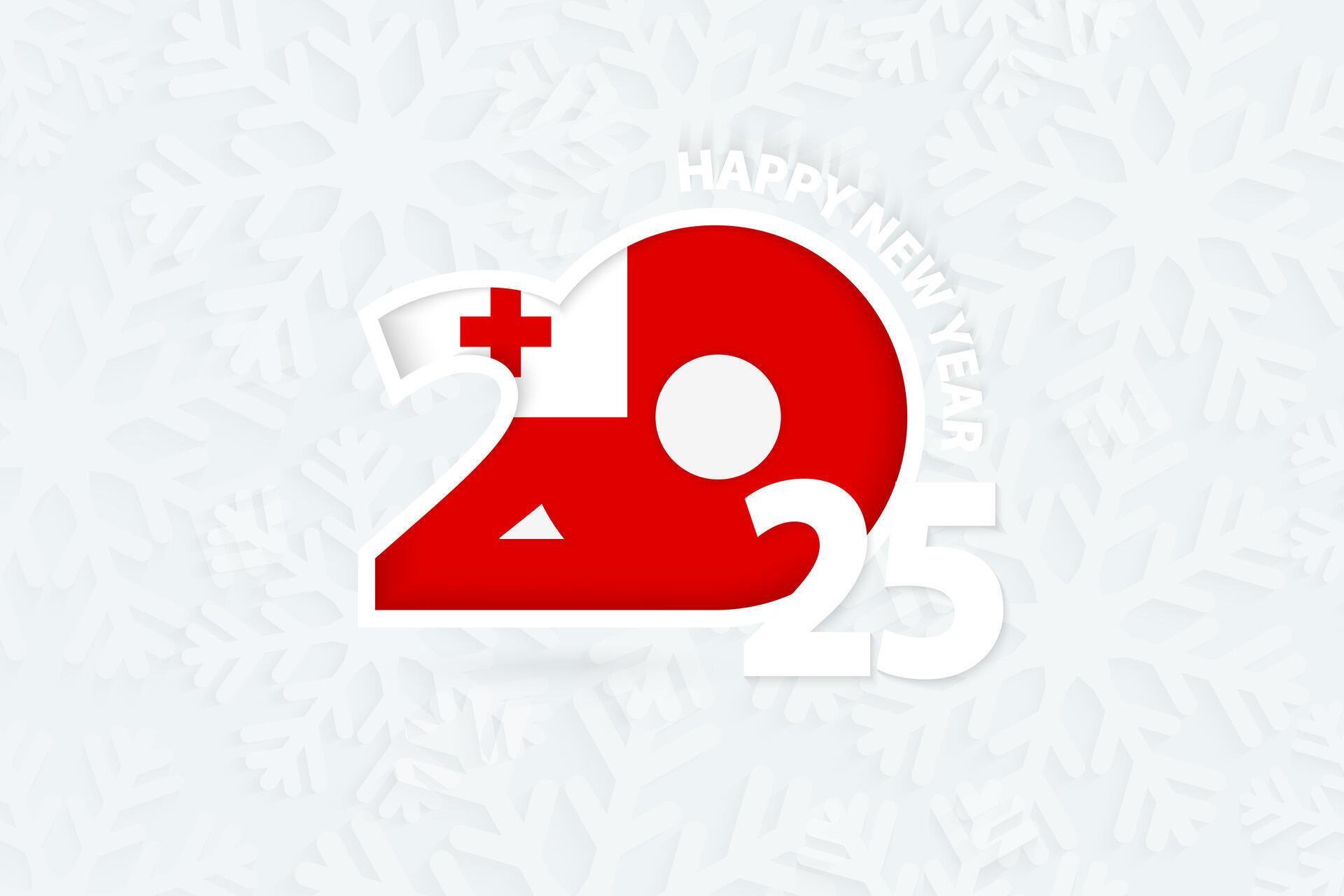 New Year 2025 for Tonga on snowflake background. 53562681 Vector Art at