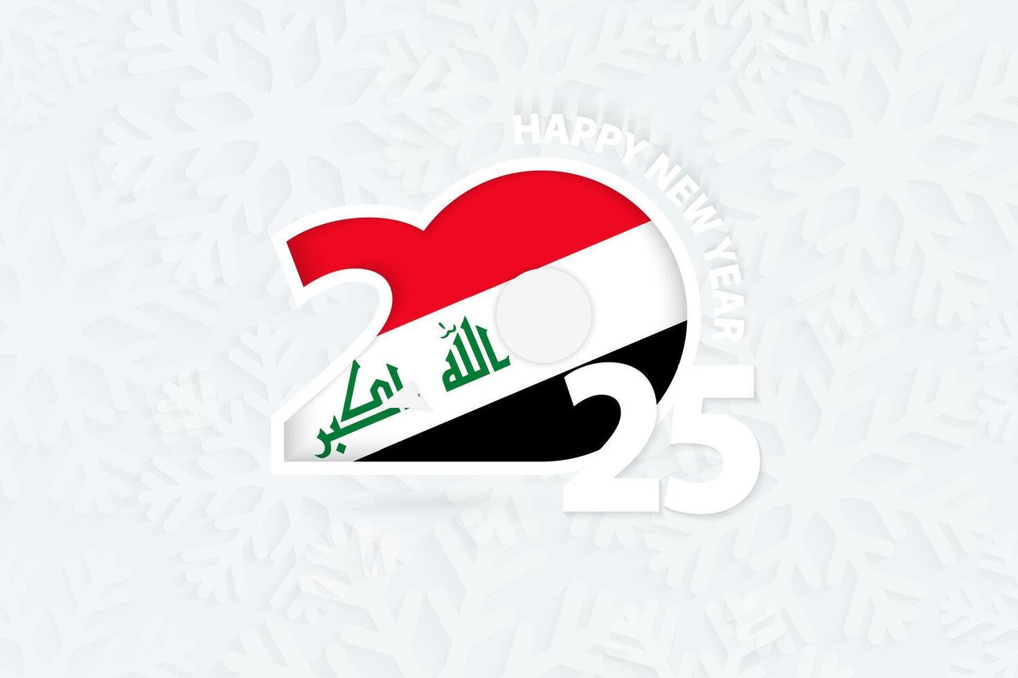 New Year 2025 for Iraq on snowflake background. vector