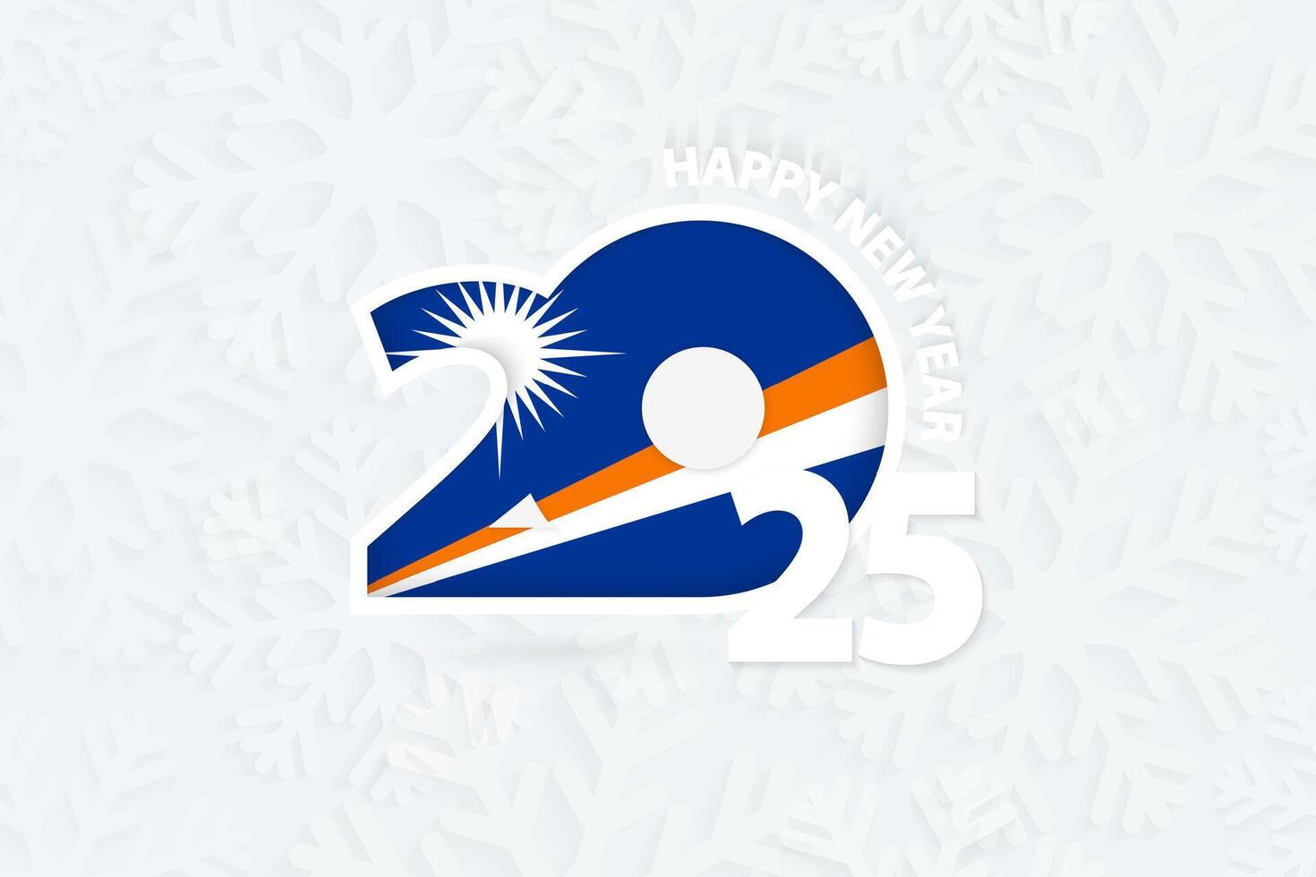 New Year 2025 for Marshall Islands on snowflake background. vector
