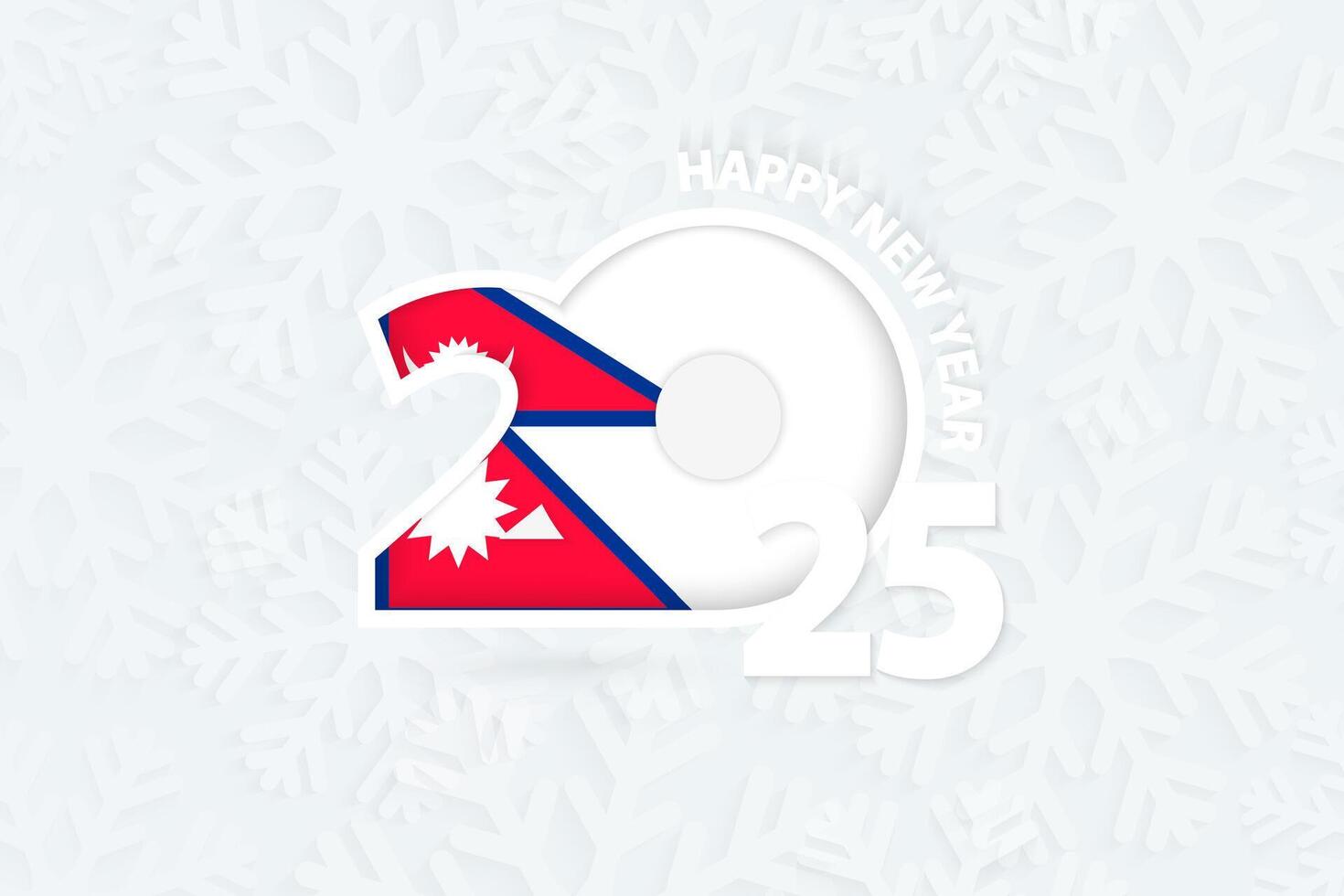 New Year 2025 for Nepal on snowflake background. vector