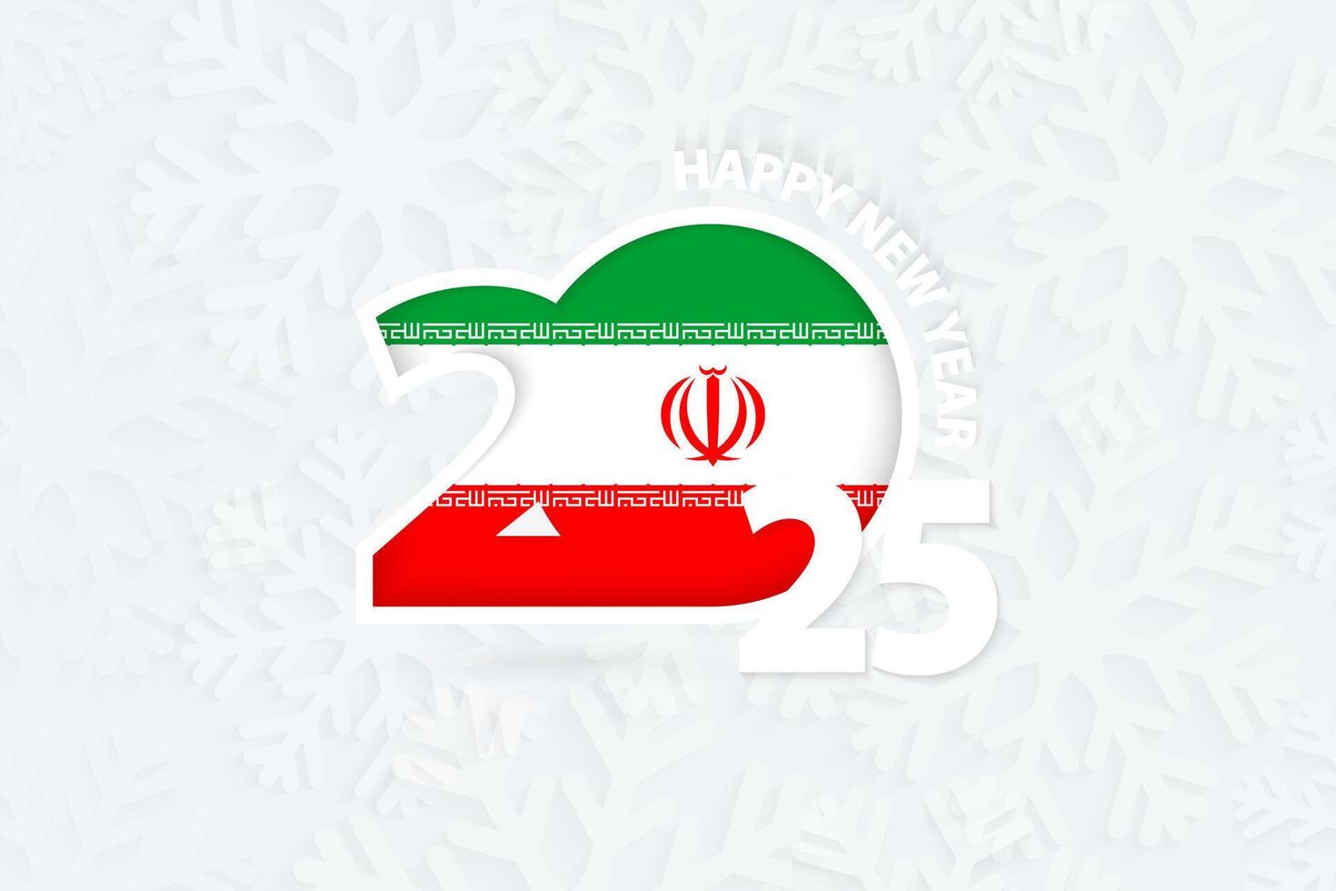 New Year 2025 for Iran on snowflake background. vector