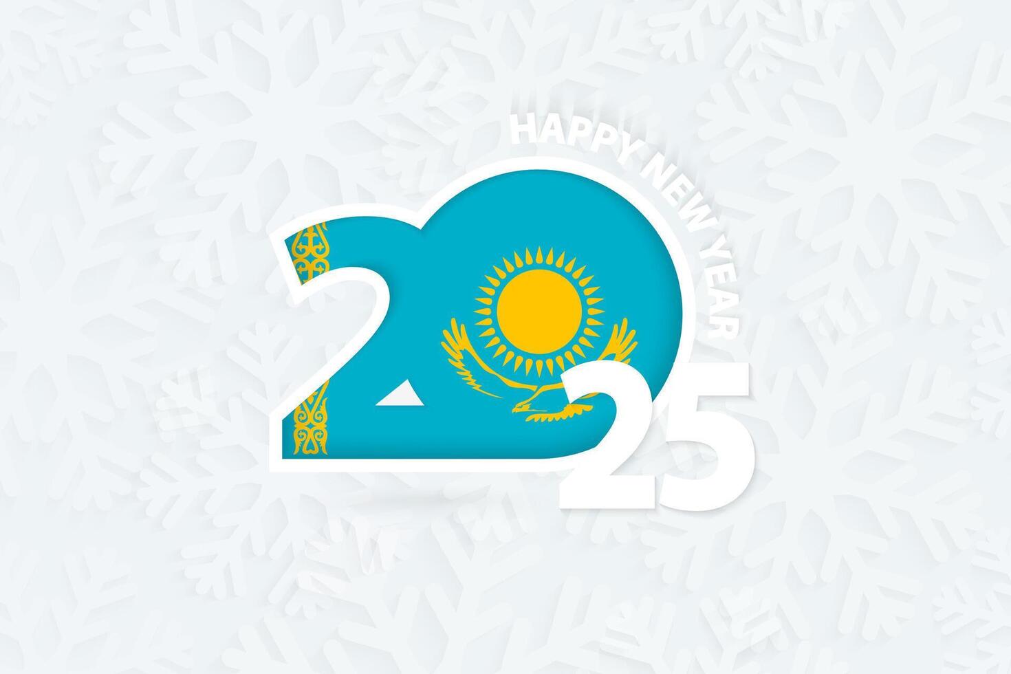 New Year 2025 for Kazakhstan on snowflake background. vector