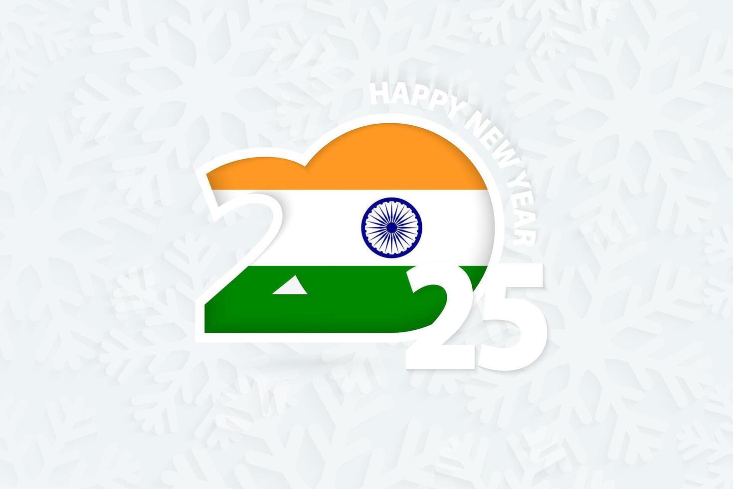 New Year 2025 for India on snowflake background. vector