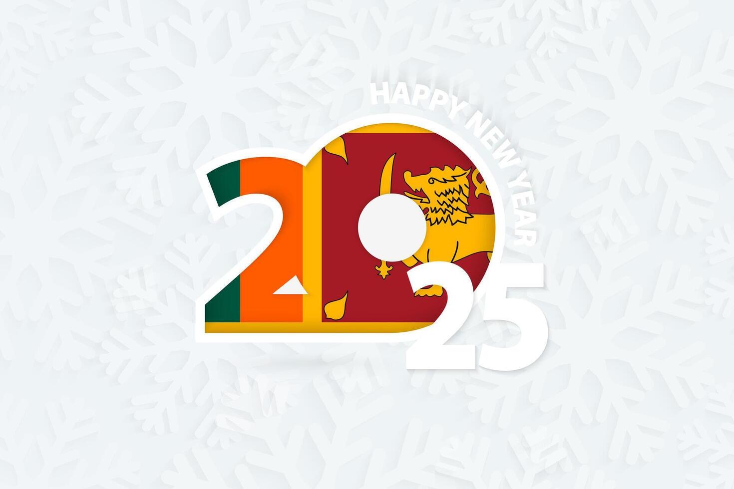 New Year 2025 for Sri Lanka on snowflake background. vector