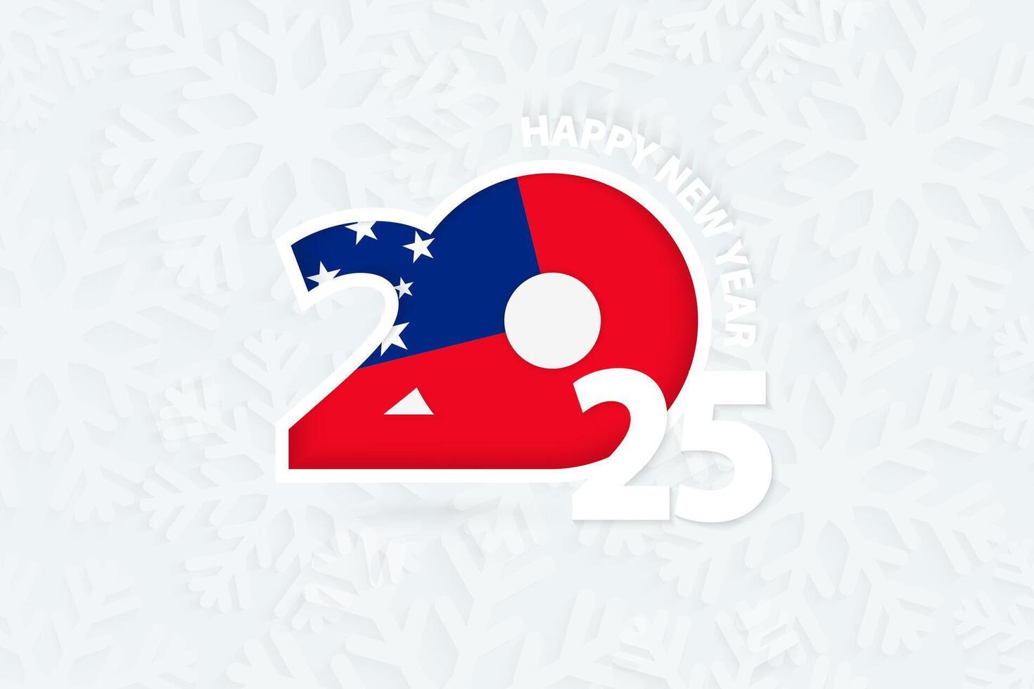 New Year 2025 for Samoa on snowflake background. vector