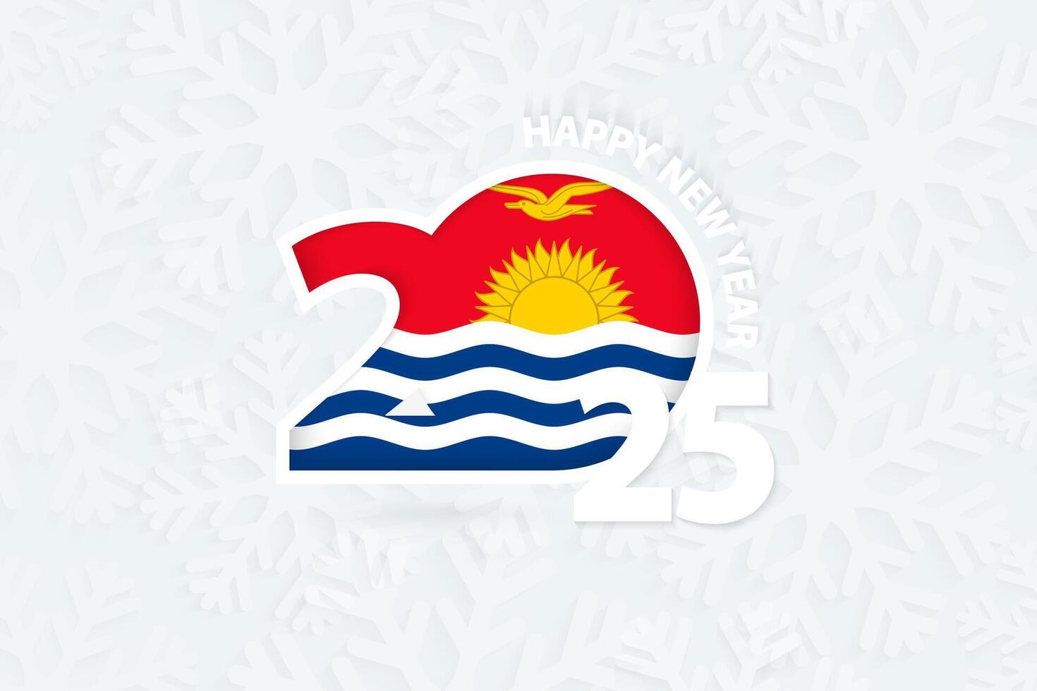 New Year 2025 for Kiribati on snowflake background. 53562729 Vector Art