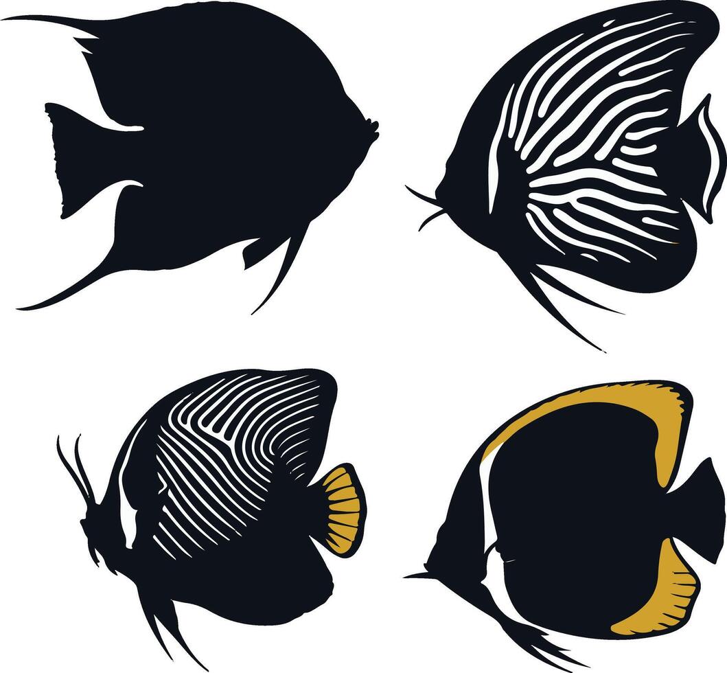 set of fish silhouettes vector