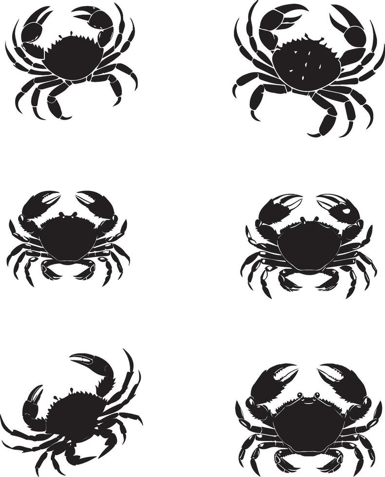 crabs silhouette set vector