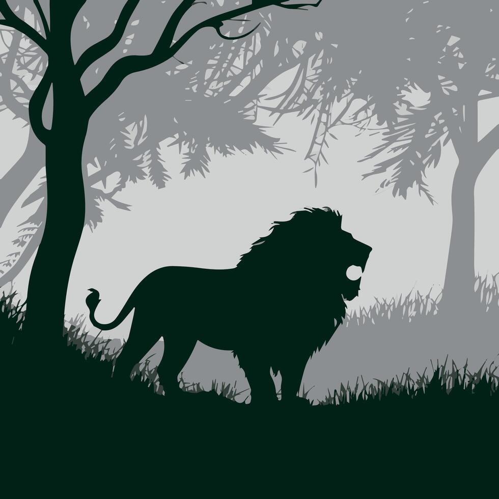 Lion in Forest vector