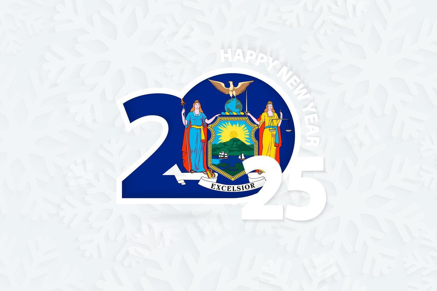 New Year 2025 for New York on snowflake background. vector