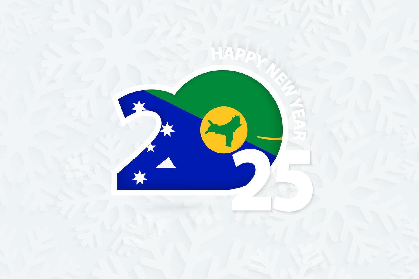 New Year 2025 for Christmas Island on snowflake background. vector