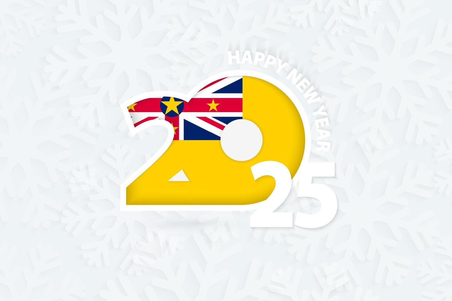 New Year 2025 for Niue on snowflake background. vector