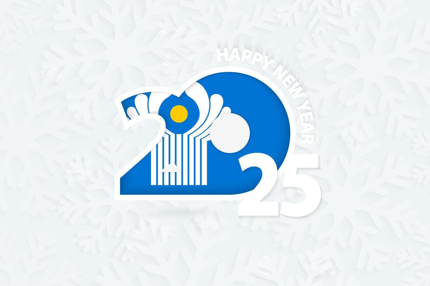 New Year 2025 for CIS on snowflake background. vector