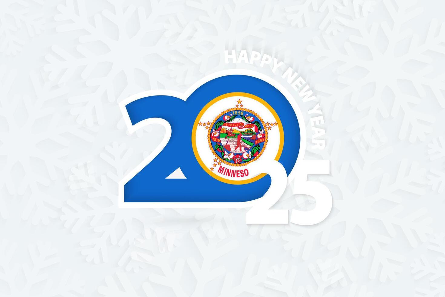 New Year 2025 for Minnesota on snowflake background. vector