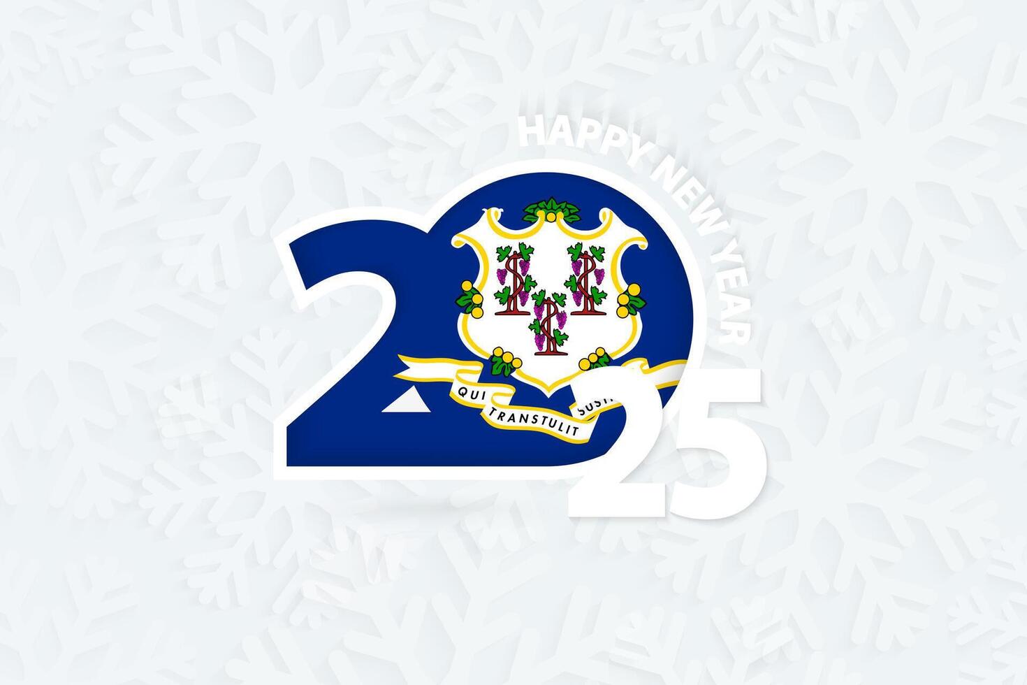 New Year 2025 for Connecticut on snowflake background. vector
